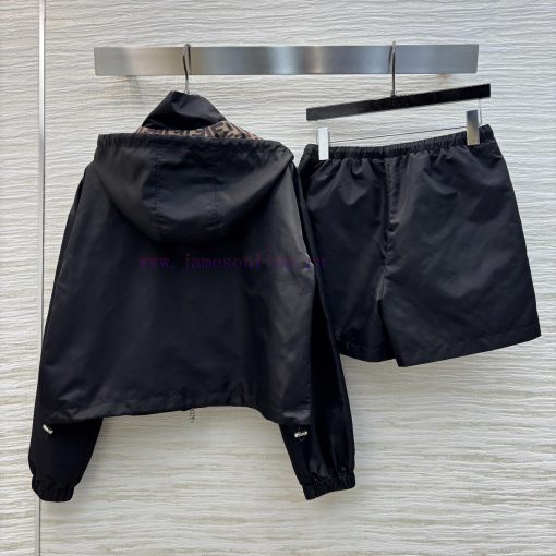CT77250 Fendi 25 Early Spring New Collection Solid Color Casual Nylon Set With Hooded Zipper Ja x2l8fqie - Image 9
