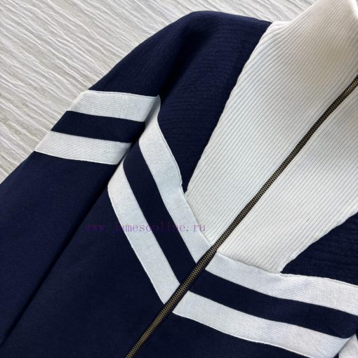 CW77252 Louis Vuitton 25 Early Spring Striped Letter Stand Up Collar Zipper Long Sleeved Knit J wdp8un8h - Image 4