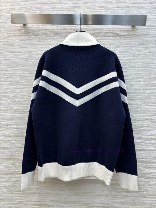 CW77252 Louis Vuitton 25 Early Spring Striped Letter Stand Up Collar Zipper Long Sleeved Knit J wdp8un8h - Image 9