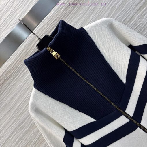 CW77252 Louis Vuitton 25 Early Spring Striped Letter Stand Up Collar Zipper Long Sleeved Knit J 2pv6yfpz - Image 7