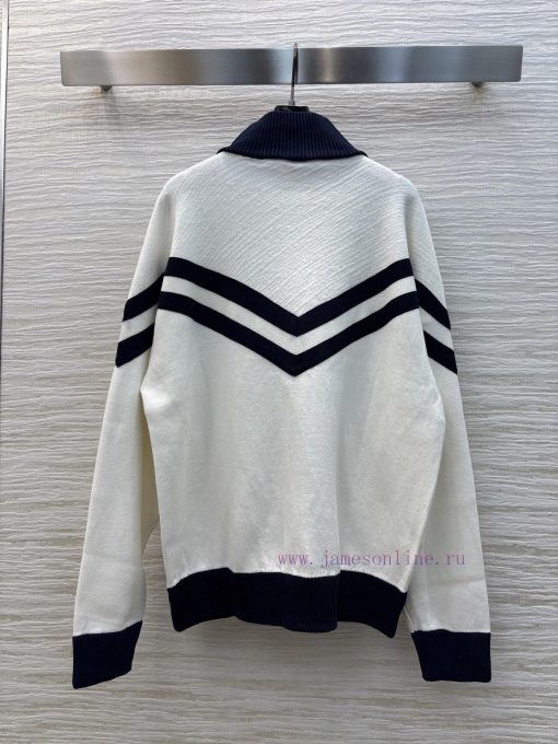 CW77252 Louis Vuitton 25 Early Spring Striped Letter Stand Up Collar Zipper Long Sleeved Knit J 2pv6yfpz - Image 9