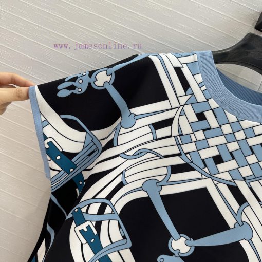 BT77253 Hermes 25 Early Spring New Product Saddle Printing Splicing Knitted Top Printed Surface a9tpeam4 - Image 4