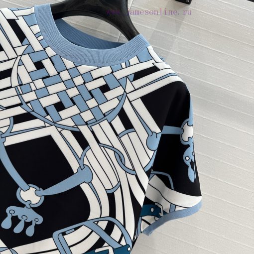 BT77253 Hermes 25 Early Spring New Product Saddle Printing Splicing Knitted Top Printed Surface a9tpeam4 - Image 5