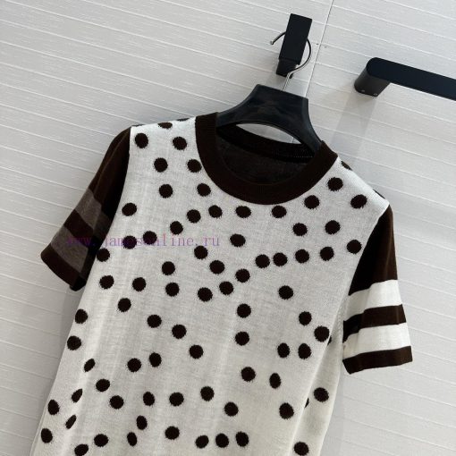 BT77255 Hermes 25 Early Spring New Product Polka Inlaid Color Blocked Knitted Top With Wool Ble ys9fydte - Image 3