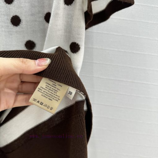 BT77255 Hermes 25 Early Spring New Product Polka Inlaid Color Blocked Knitted Top With Wool Ble ys9fydte - Image 8