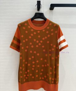 BT77255 Hermes 25 Early Spring New Product Polka Inlaid Color Blocked Knitted Top With Wool Ble it915orl