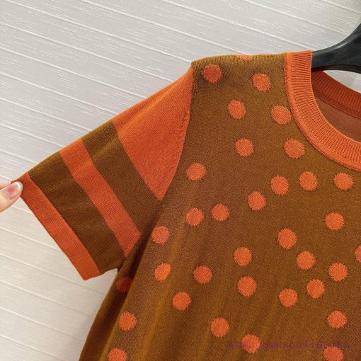 BT77255 Hermes 25 Early Spring New Product Polka Inlaid Color Blocked Knitted Top With Wool Ble it915orl - Image 4