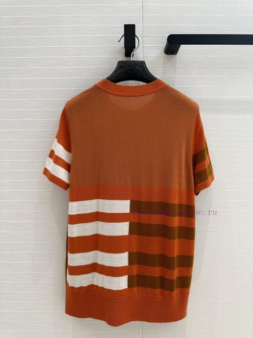 BT77255 Hermes 25 Early Spring New Product Polka Inlaid Color Blocked Knitted Top With Wool Ble it915orl - Image 9