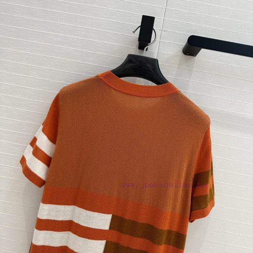 BT77255 Hermes 25 Early Spring New Product Polka Inlaid Color Blocked Knitted Top With Wool Ble it915orl - Image 10