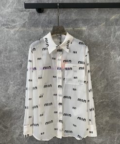 ZC56058 Miumi * 2024SS Summer New Plush Printed Long Sleeve Shirt 〰 Shirts Are Really An Essent e8wzu7mz