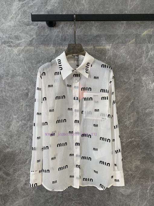 ZC56058 Miumi * 2024SS Summer New Plush Printed Long Sleeve Shirt 〰 Shirts Are Really An Essent e8wzu7mz - Image 2