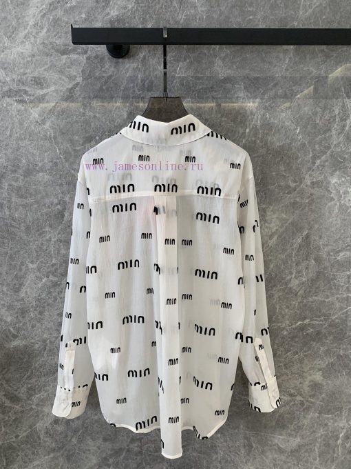 ZC56058 Miumi * 2024SS Summer New Plush Printed Long Sleeve Shirt 〰 Shirts Are Really An Essent e8wzu7mz - Image 3