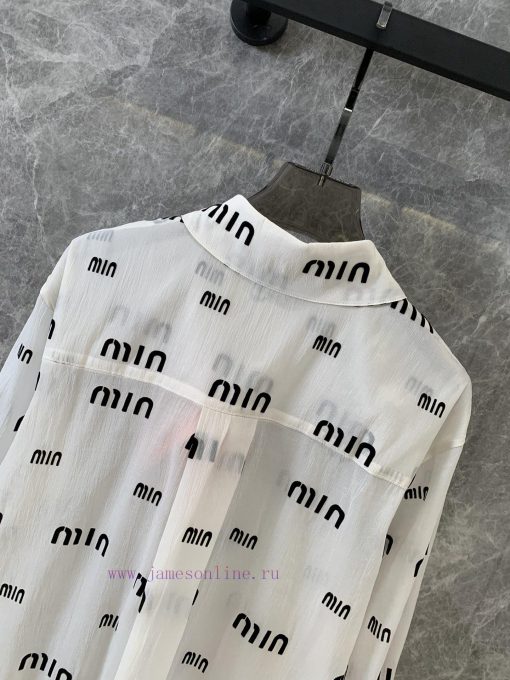 ZC56058 Miumi * 2024SS Summer New Plush Printed Long Sleeve Shirt 〰 Shirts Are Really An Essent e8wzu7mz - Image 5
