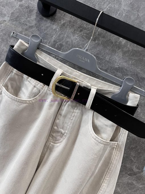 ZK61006 Prada 25Ss Spring/Summer New Triangle Logo Decorative Sickle Jeans Delivery Belt | Made 9uuc9oq6 - Image 4