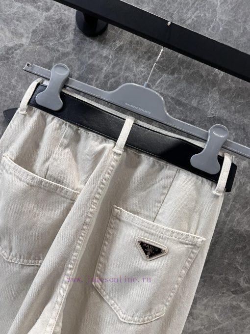 ZK61006 Prada 25Ss Spring/Summer New Triangle Logo Decorative Sickle Jeans Delivery Belt | Made 9uuc9oq6 - Image 5