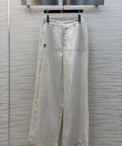 CK77265 Dior Elegant And Haute 25 Spring/Summer Double-sided Lace Patchwork Linen Straight Leg 6rlgaedy