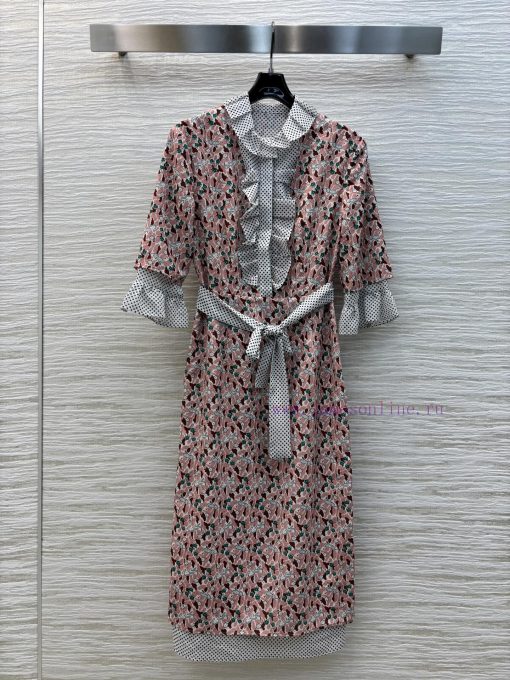 CL77268 Miu Miu 25 Spring/Summer New Collection Small Floral Polka Dot Patchwork Short Sleeved ob011v00