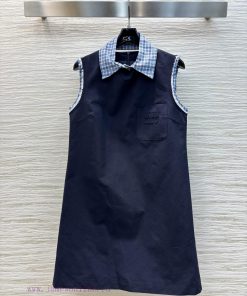 CL77 Miu Miu 25 Early Spring New Collection Splicing Grid Series Collar Tank Top Skirt Splicing h0ma8ghh