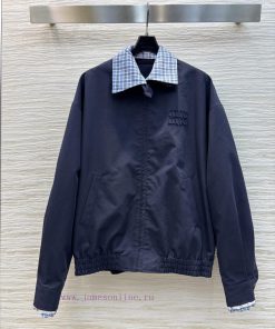 CW77271 Miu Miu 25 Early Spring New Collection Patchwork Plaid Series Plaid Patchwork Lapel Jac 568heqrn