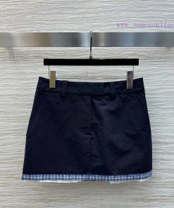 CB77272 Miu Miu 25 Early Spring New Collection Patched Grid Short Skirt With Blue Grid Design E c1sc6fkk