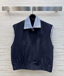CW77273 Miu Miu 25 Early Spring New Collection With Patchwork Plaid Lapel Sleeveless Vest And B 0j2g30sm