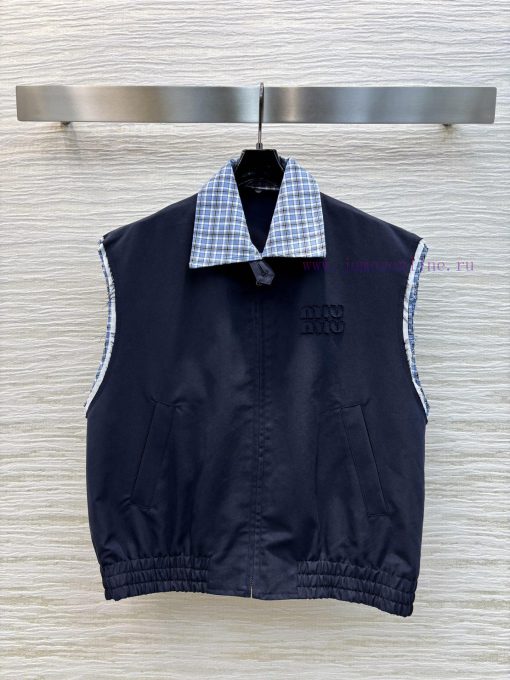 CW77273 Miu Miu 25 Early Spring New Collection With Patchwork Plaid Lapel Sleeveless Vest And B 0j2g30sm