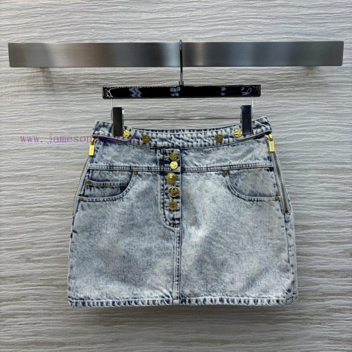 CB77280 Schiaparelli 25 Spring/Summer Gold Button Stir Fried Snowflake Denim Half Skirt Is Free 5u9eacch - Image 2