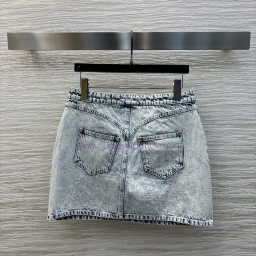 CB77280 Schiaparelli 25 Spring/Summer Gold Button Stir Fried Snowflake Denim Half Skirt Is Free 5u9eacch - Image 9