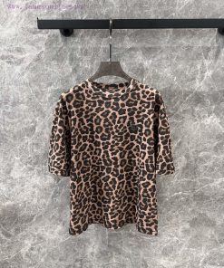 ZT61011 ANINE BING 25Ss Spring/Summer New American Retro Leopard Print Distressed Round Neck Sh u5bdplgm