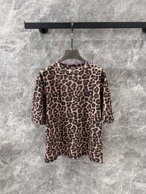ZT61011 ANINE BING 25Ss Spring/Summer New American Retro Leopard Print Distressed Round Neck Sh u5bdplgm - Image 2