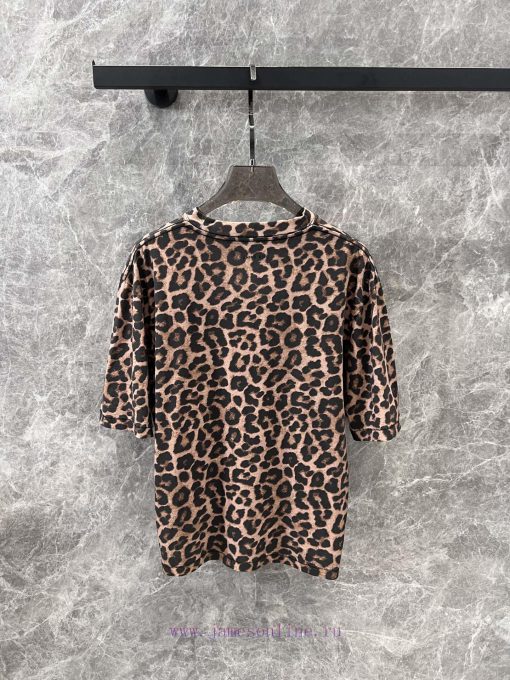 ZT61011 ANINE BING 25Ss Spring/Summer New American Retro Leopard Print Distressed Round Neck Sh u5bdplgm - Image 3