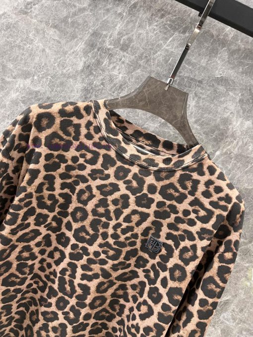 ZT61011 ANINE BING 25Ss Spring/Summer New American Retro Leopard Print Distressed Round Neck Sh u5bdplgm - Image 4