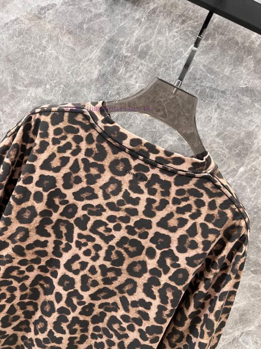 ZT61011 ANINE BING 25Ss Spring/Summer New American Retro Leopard Print Distressed Round Neck Sh u5bdplgm - Image 5