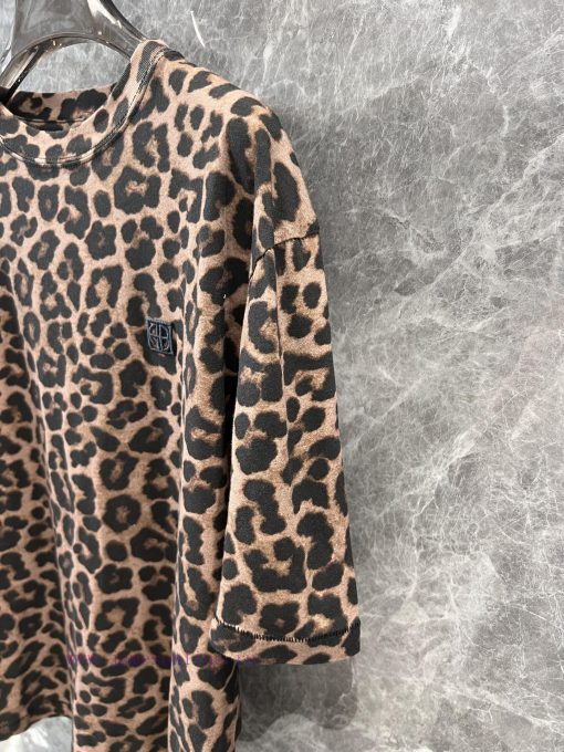 ZT61011 ANINE BING 25Ss Spring/Summer New American Retro Leopard Print Distressed Round Neck Sh u5bdplgm - Image 8