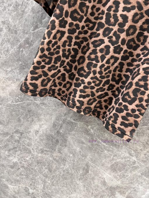 ZT61011 ANINE BING 25Ss Spring/Summer New American Retro Leopard Print Distressed Round Neck Sh u5bdplgm - Image 9