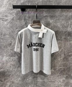 ZT61012 MARCHEN 2025SS Spring/Summer New Letter Printed Lace Embroidered Collar Short Sleeve Sh 8q92ibrr