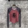 ZT61013 CHOPOVA LOWINA 2025SS Spring/Summer New Plush Printed Shoulder Grid Mesh Long Sleeve T- dmbu62hx