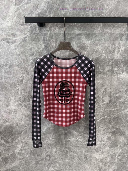 ZT61013 CHOPOVA LOWINA 2025SS Spring/Summer New Plush Printed Shoulder Grid Mesh Long Sleeve T- dmbu62hx - Image 2