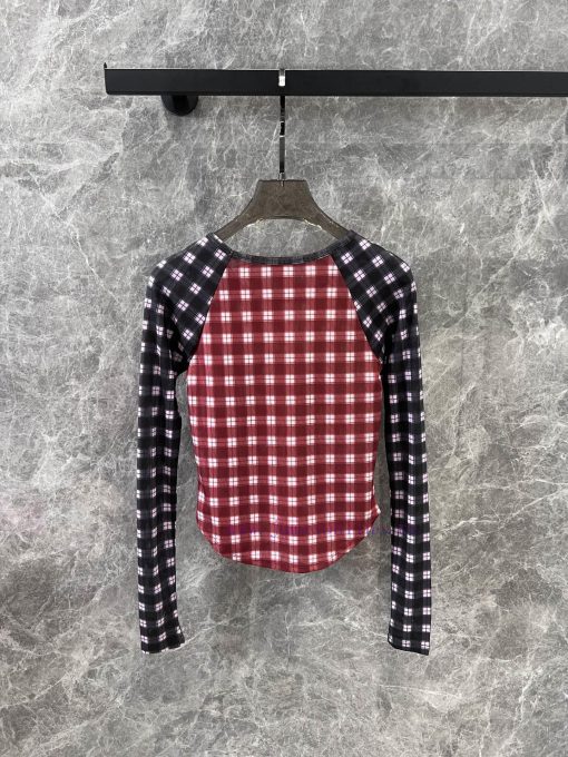 ZT61013 CHOPOVA LOWINA 2025SS Spring/Summer New Plush Printed Shoulder Grid Mesh Long Sleeve T- dmbu62hx - Image 3