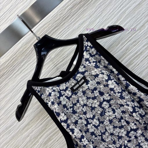CL77311 Miu Miu 25 New Style Contrasting Edge Camisole Small Floral Dress Temperament Camisole kmqrvf5a - Image 6