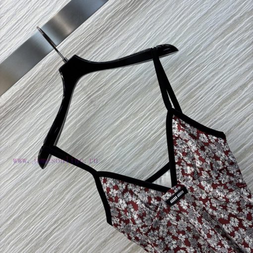 CL77312 Miu Miu 25 Spring/Summer Small Floral V-neck Spaghetti Strap Dress Is A Must-have Sexy r4o8k5yh - Image 5