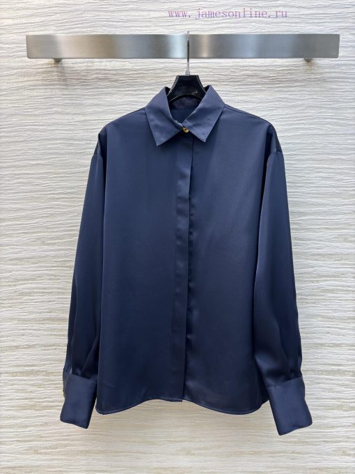 CC77316 ScHermes 25 Early Spring New Item Collar Long Sleeved Shirt With High-end Feel Acetate 0g50e78g - Image 2