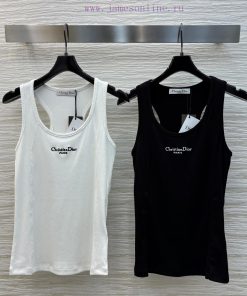 CT77328 Dior 25 New Small Letter Logo Embroidered Tank Top Made Of High Weight Imported Yarn Wi do6izehm