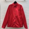 CW77379 Miu Miu 25 Early Spring New Collection Red Collar Jacket With Embroidered Letter Logo H o860h397