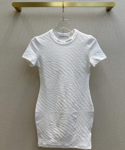 CL63901 Aw 24 Early Spring Letter Pattern Towel Fabric Short Sleeved Dress Is A Recommended Kni m6heviuu