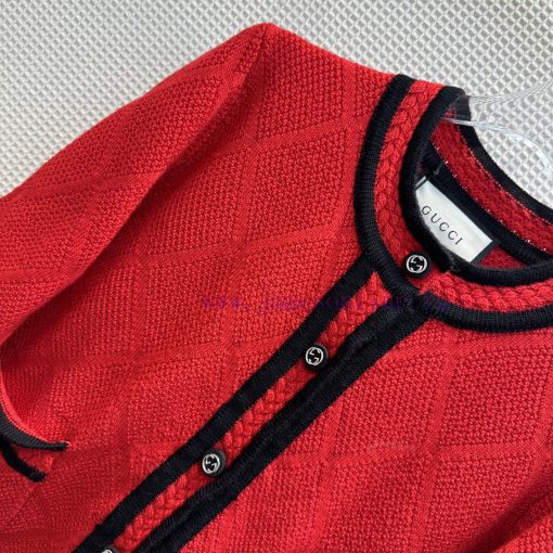 CW65285 Gucci24 Early Spring New Collection Round Neck Diamond Grid Knitted Cardigan With A Str evonqelt - Image 4