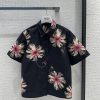 Highly Recommended BT67991 Prada 24 New Product Black Floral Print Short Sleeved Shirt Summer R g4yj9pi4