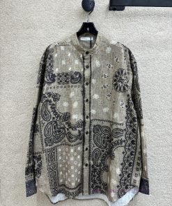 24 New Product CC68819 High Leaf Same Style Wood Grain Cashew Print Shirt With Small Stand Up C jaeu7vj7