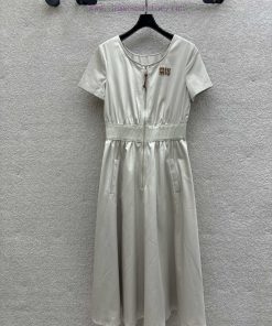 The New CL68877 Round Neck Half Zipper Short Sleeved Dress For Spring And Summer Of The 24th Is wofrvtcz