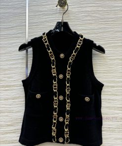 CW69900 Chanel 24s Haute Couture Workshop Heavy Craftsmanship Chain Edging Vest Wool Yarn Thick 6pfdi0al